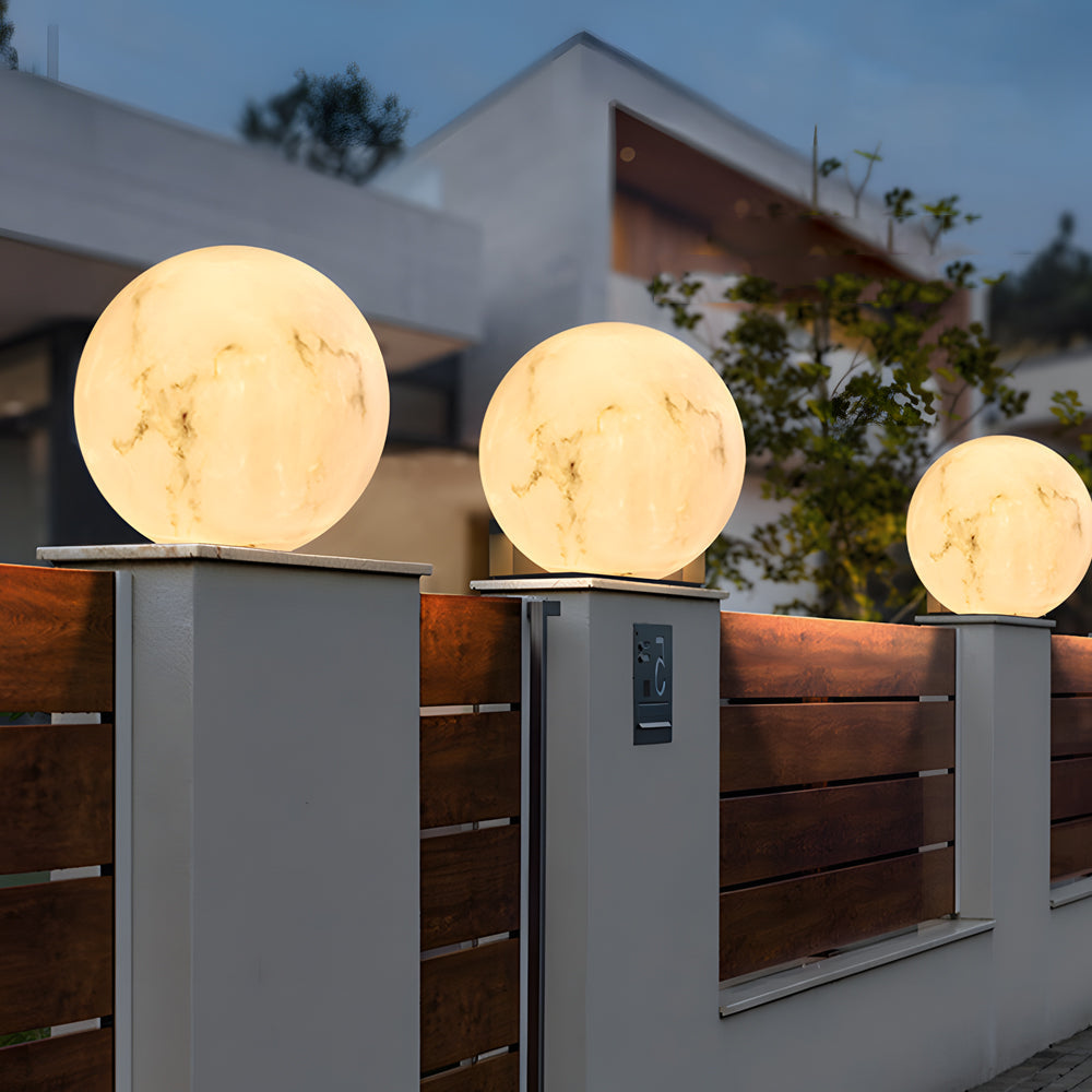 Gle Faux Moon Globe Marble Outdoor Pillar Light