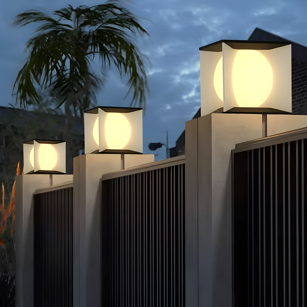 Panora Square Lampshade Steel Outdoor Pillar lights