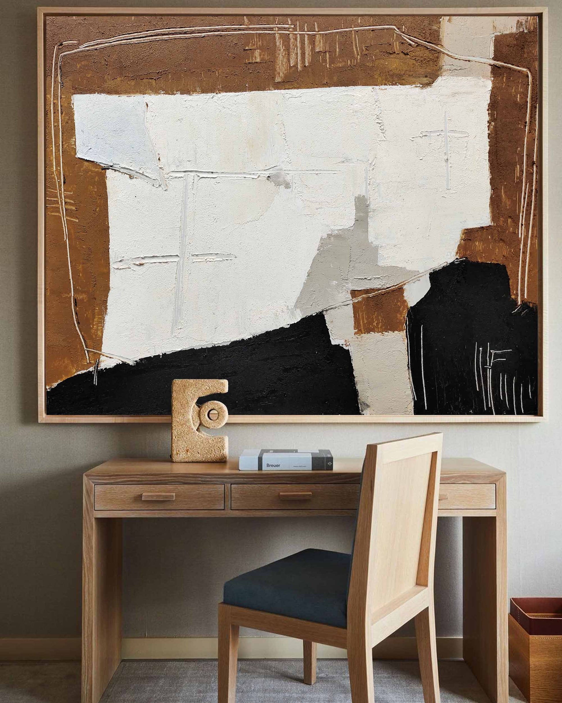 Black And Brown Abstract Painting ABAH51 - Neutralighting