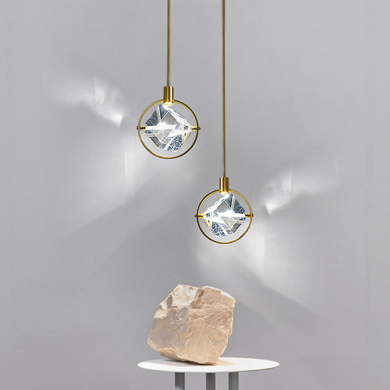 Kristy Modern Luxury Geometry Metal/Crystal Pendant Light, Gold - Neutral Decor