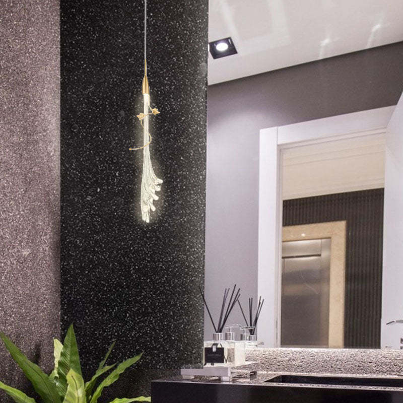 Arisha Elegant Flower Metal/Glass Pendant Light, Bedroom - Neutral Decor