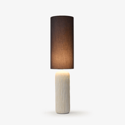 Ribbed Ceramic Column Table Lamp-Neutral Decor