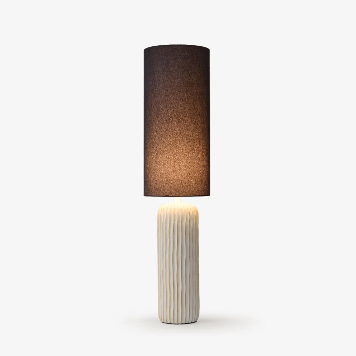Ribbed Ceramic Column Table Lamp-Neutral Decor