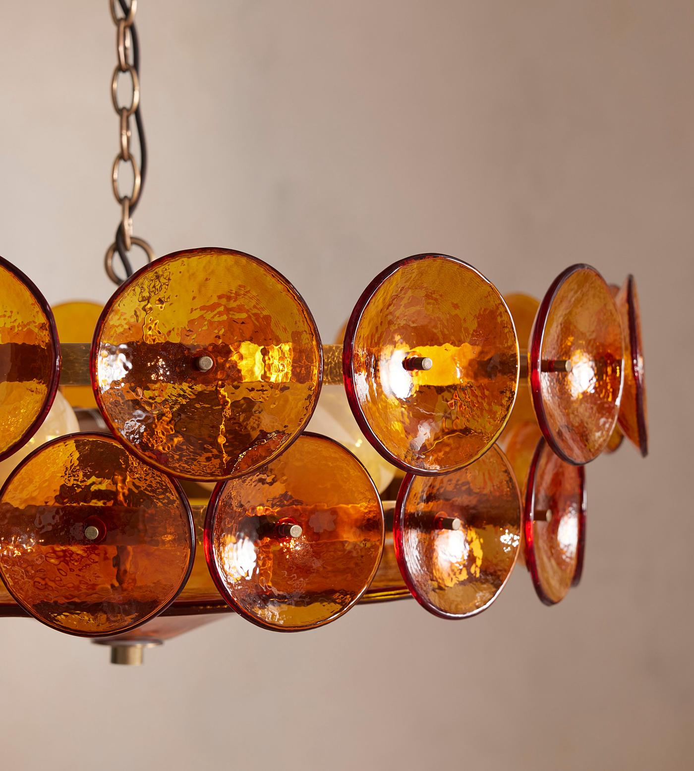 Aurora Chandelier Murano Glass Disc Vintage-Neutral Decor