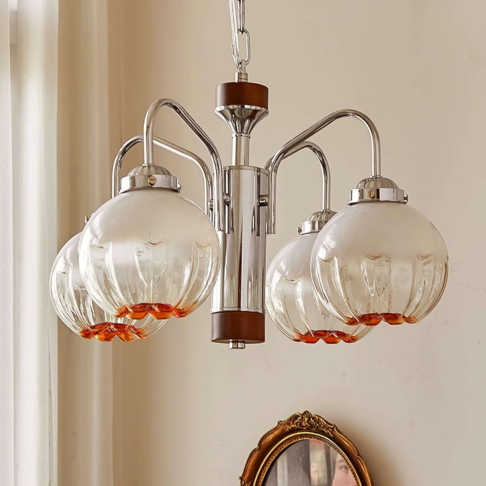 Ulliria Nordic Art Flower Walnut Glass Chandelier-Neutral Decor
