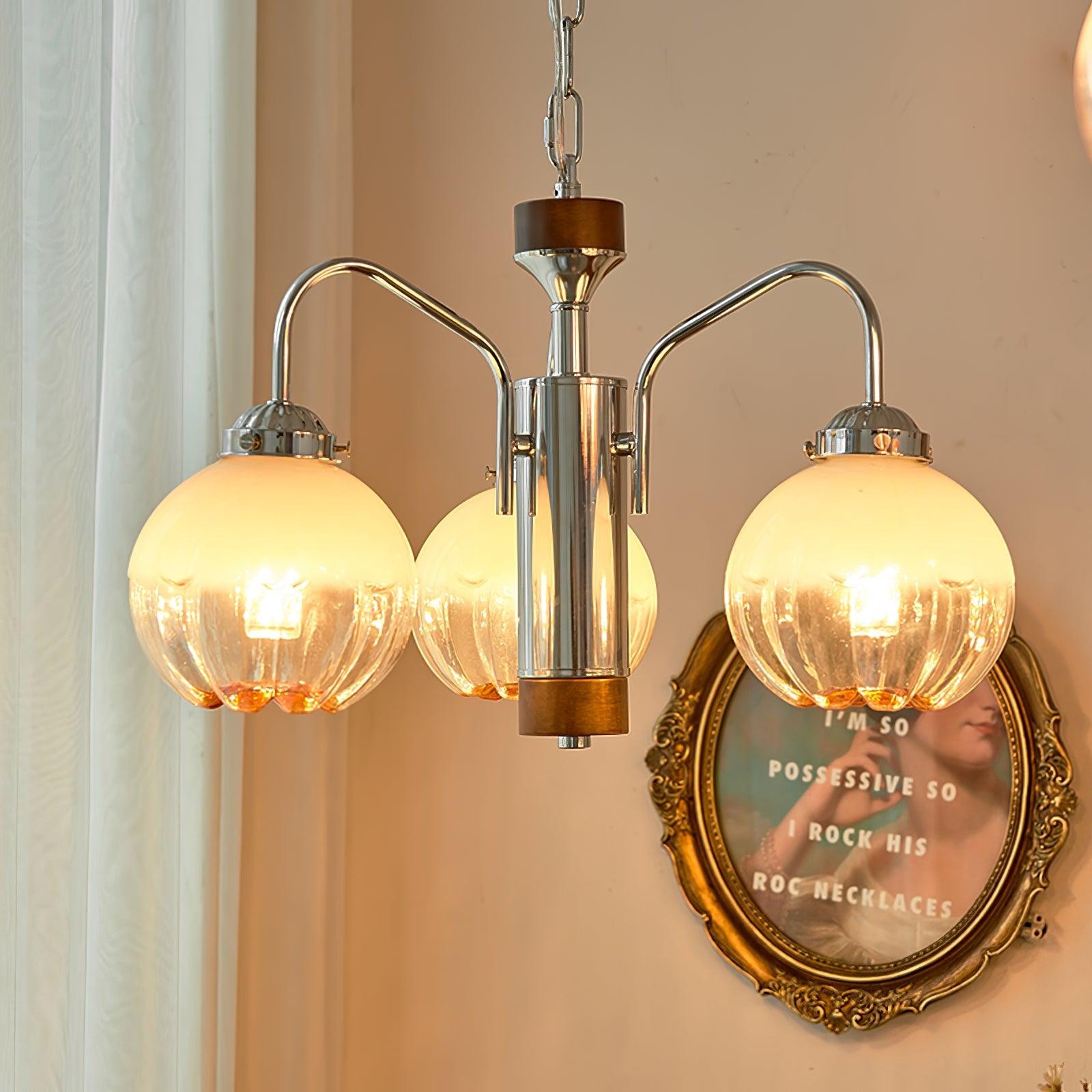 Ulliria Nordic Art Flower Walnut Glass Chandelier-Neutral Decor