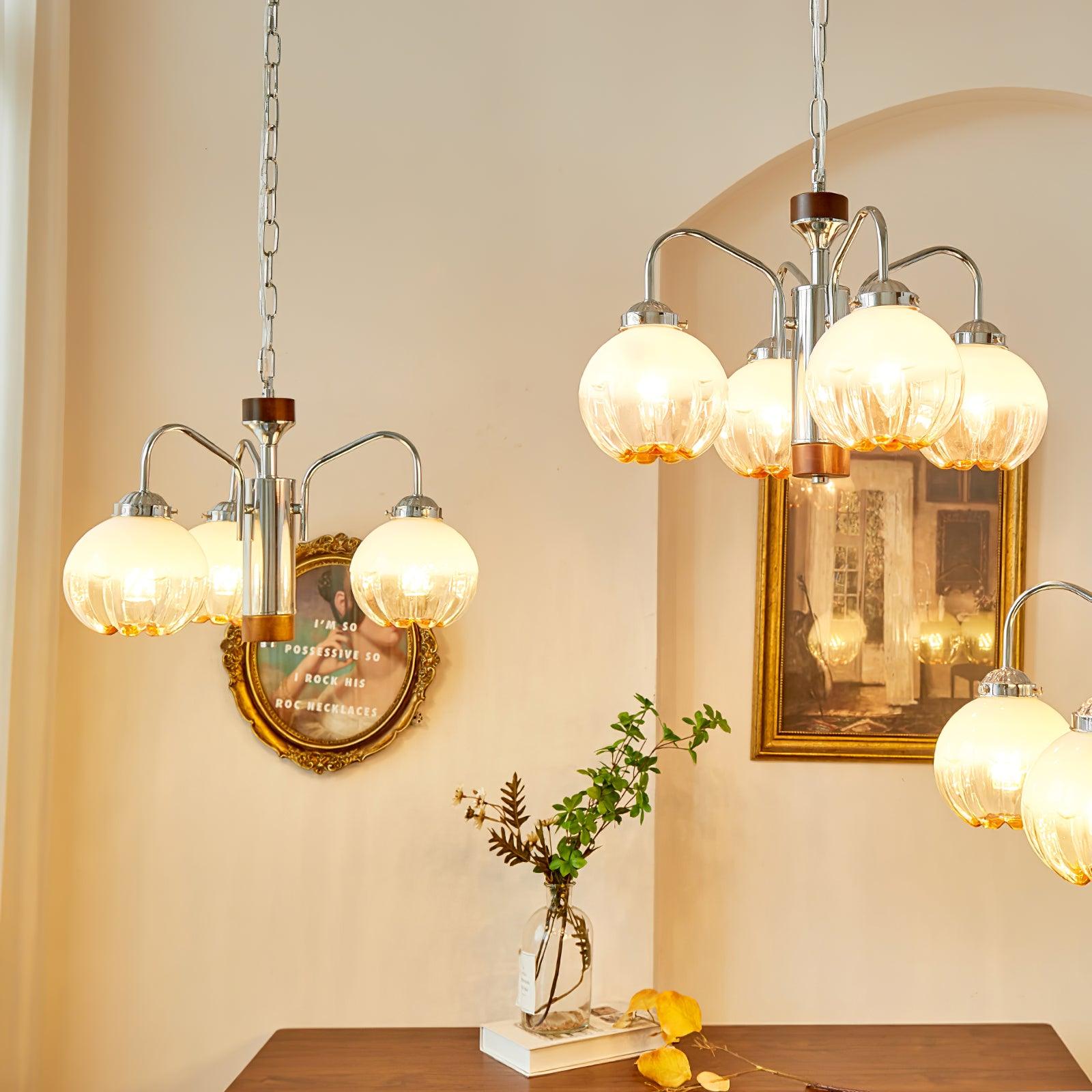 Ulliria Nordic Art Flower Walnut Glass Chandelier-Neutral Decor
