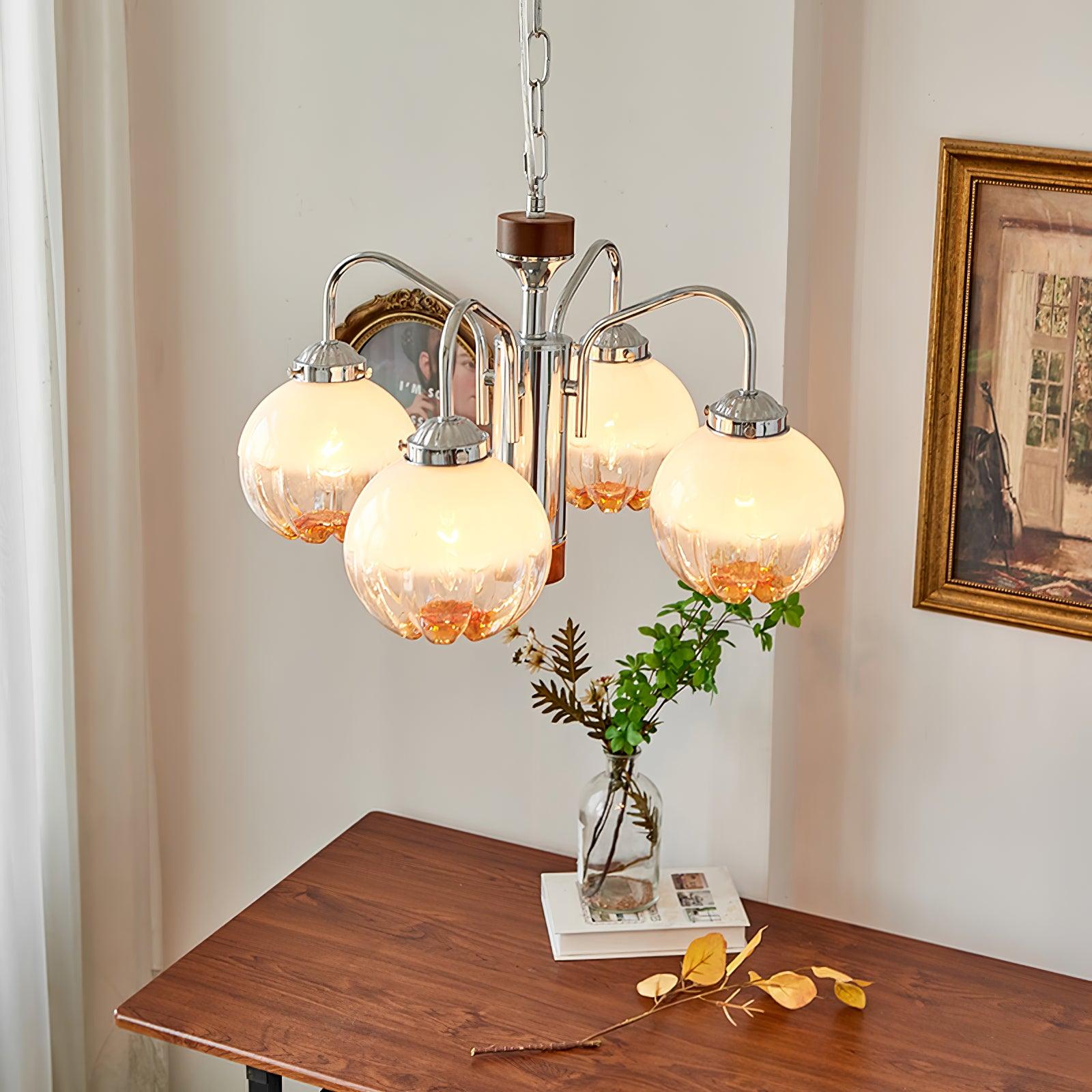 Ulliria Nordic Art Flower Walnut Glass Chandelier-Neutral Decor