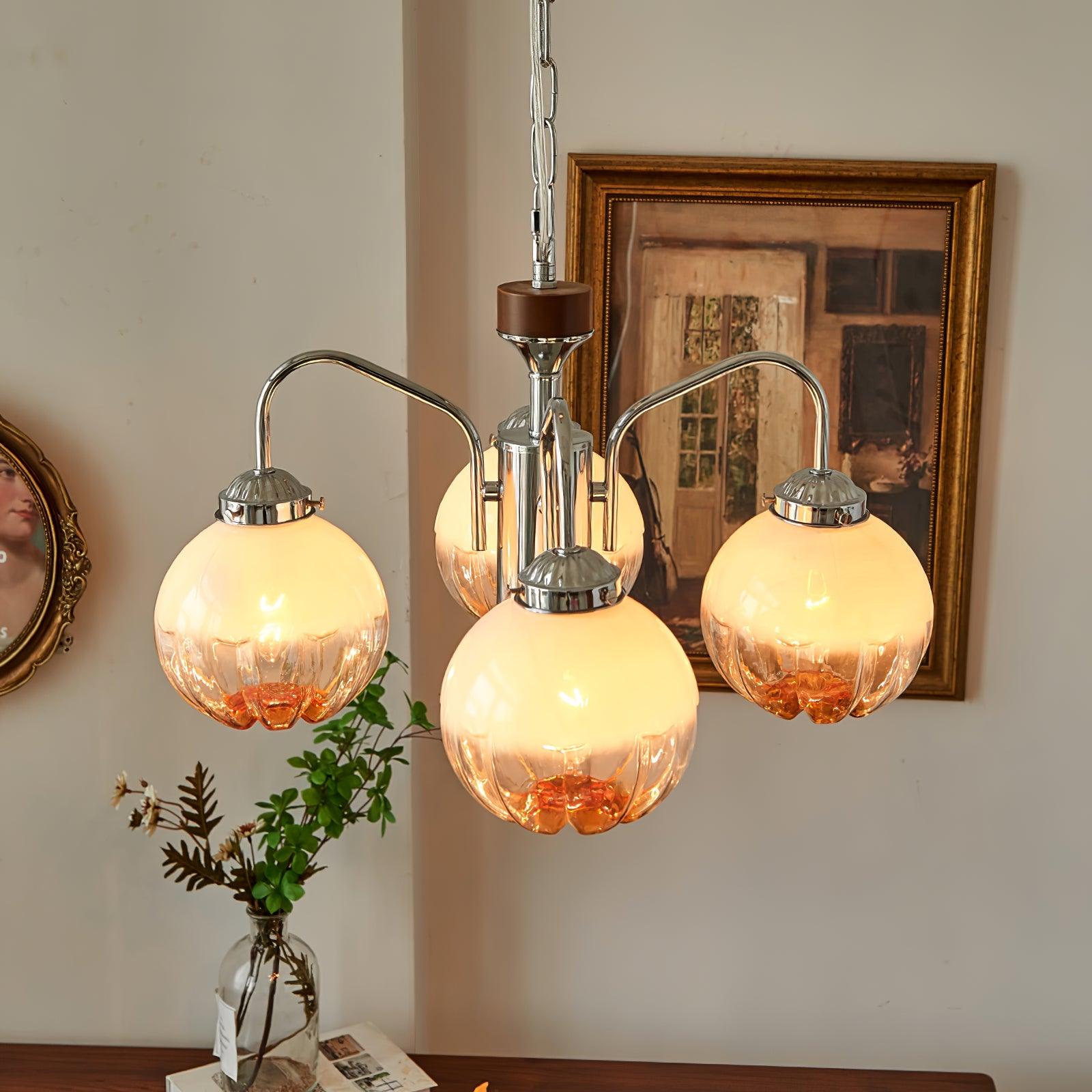 Ulliria Nordic Art Flower Walnut Glass Chandelier-Neutral Decor