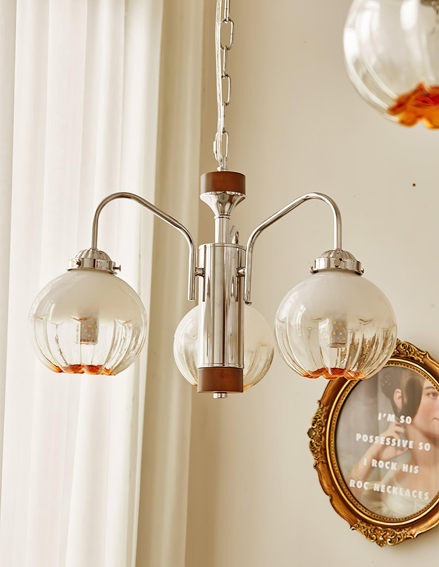 Ulliria Nordic Art Flower Walnut Glass Chandelier-Neutral Decor