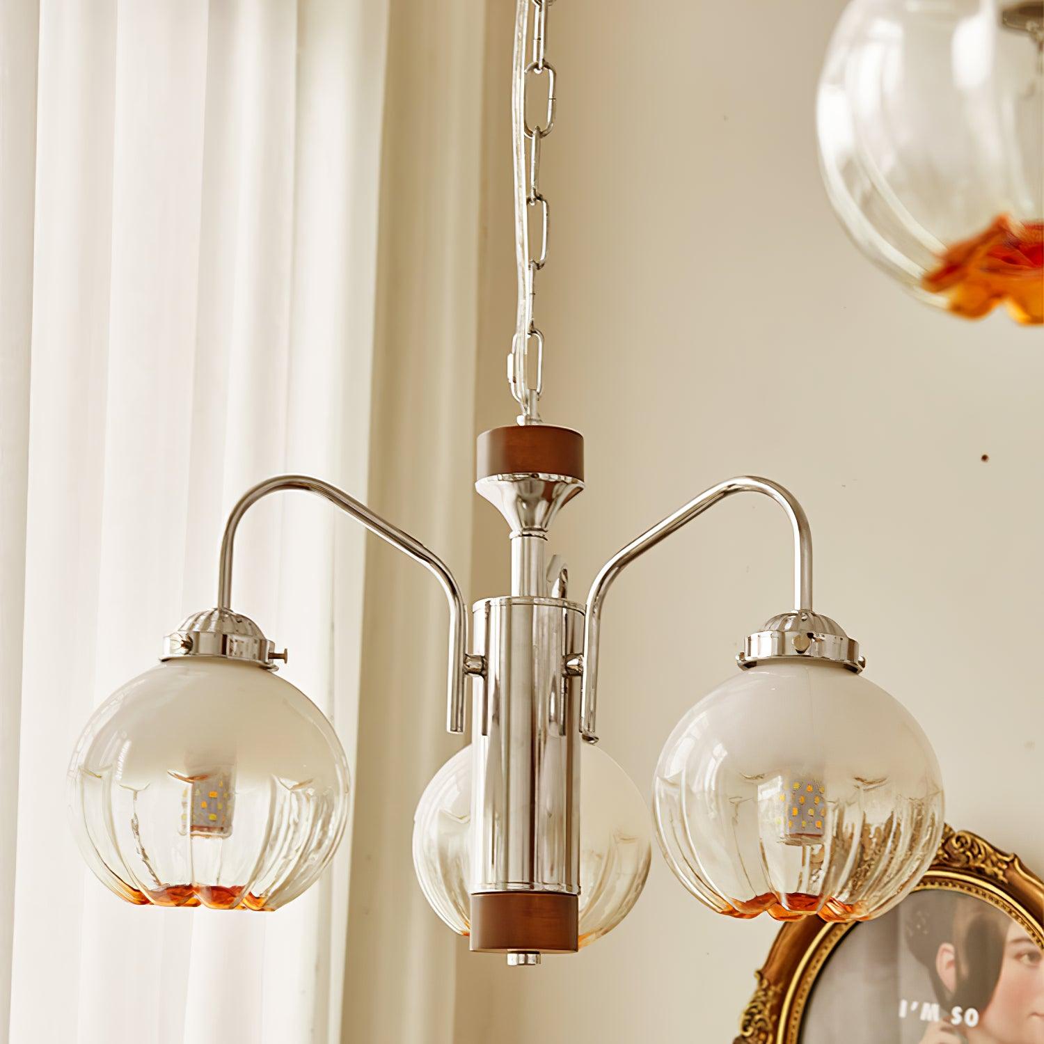 Ulliria Nordic Art Flower Walnut Glass Chandelier-Neutral Decor