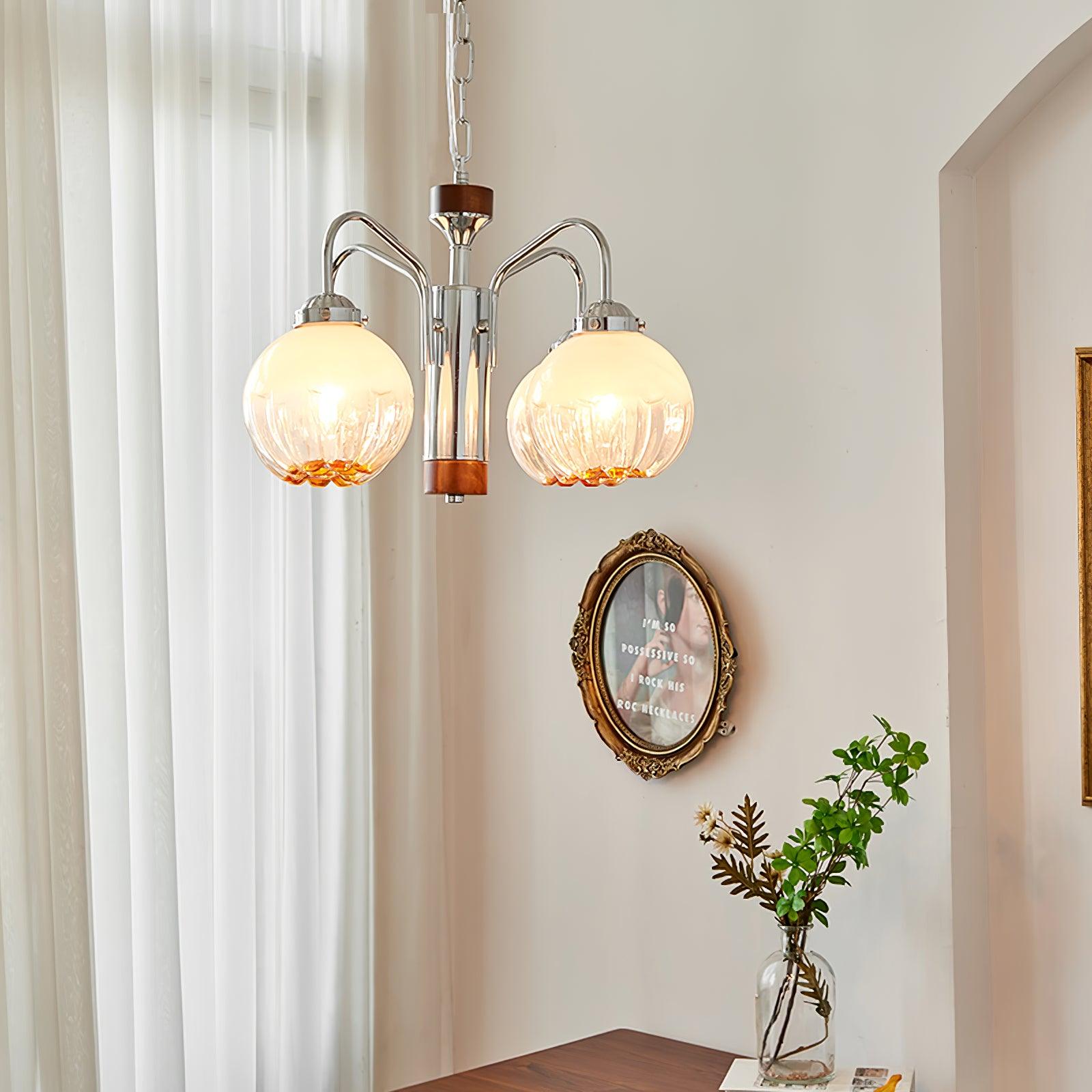 Ulliria Nordic Art Flower Walnut Glass Chandelier-Neutral Decor