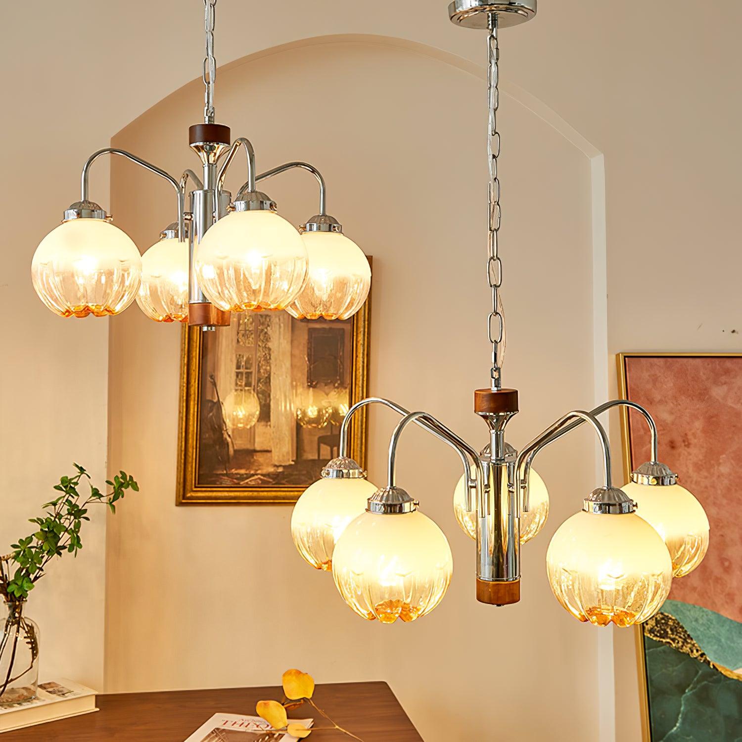 Ulliria Nordic Art Flower Walnut Glass Chandelier-Neutral Decor