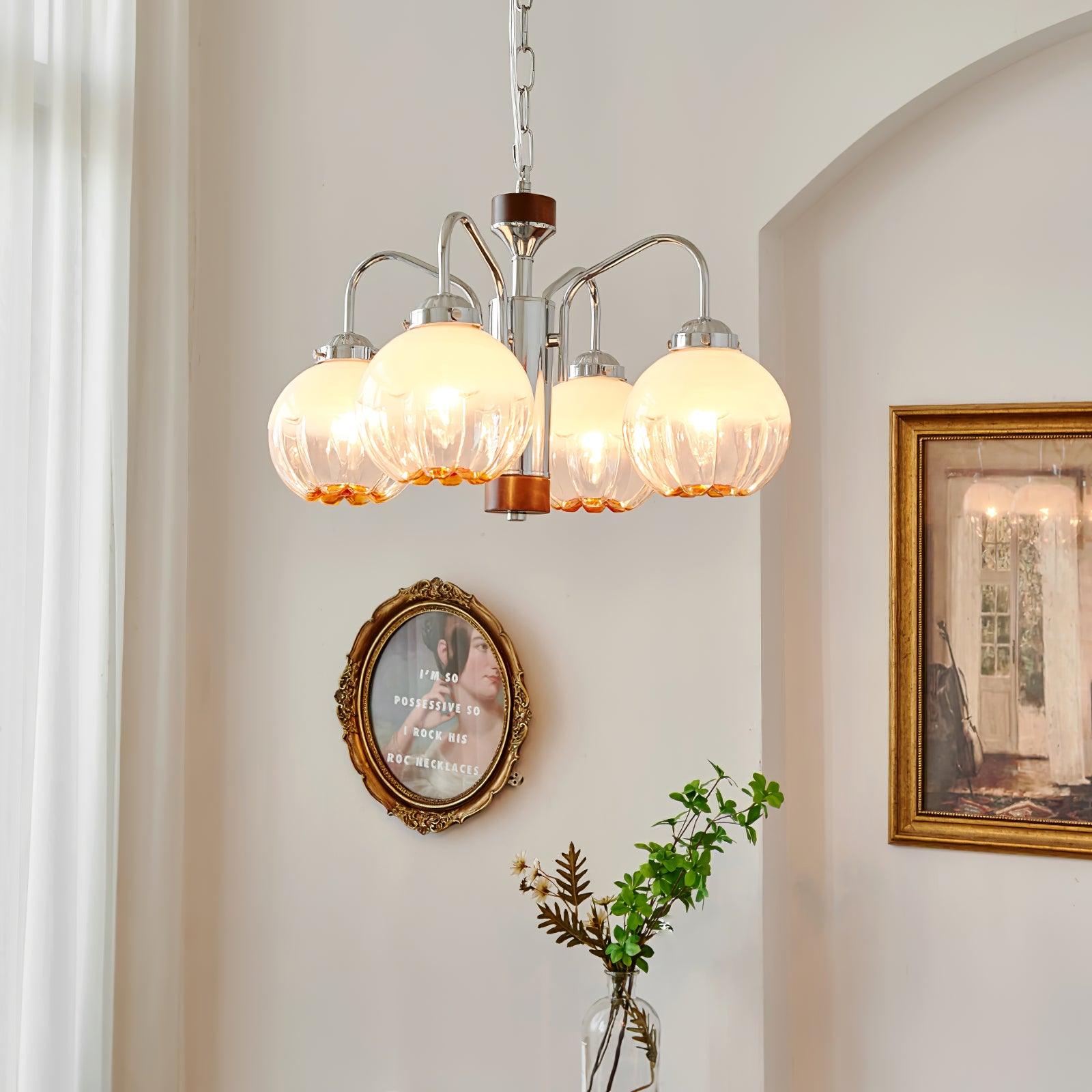 Ulliria Nordic Art Flower Walnut Glass Chandelier-Neutral Decor