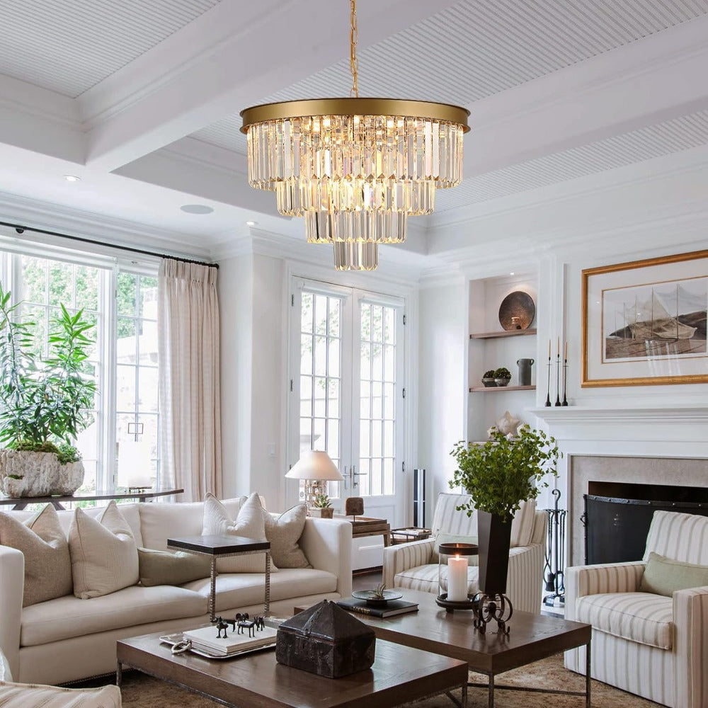 Arisha Modern LED Decorative Luxury Pendant Light Crystal Metal Black/Gold Ring Bedroom/Living Room - Neutral Decor