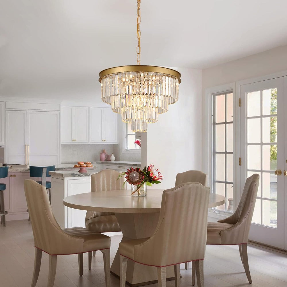 Arisha Modern LED Decorative Luxury Pendant Light Crystal Metal Black/Gold Ring Bedroom/Living Room - Neutral Decor