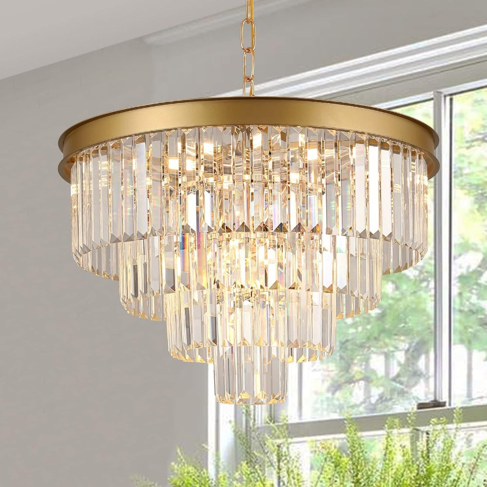 Arisha Modern LED Decorative Luxury Pendant Light Crystal Metal Black/Gold Ring Bedroom/Living Room - Neutral Decor