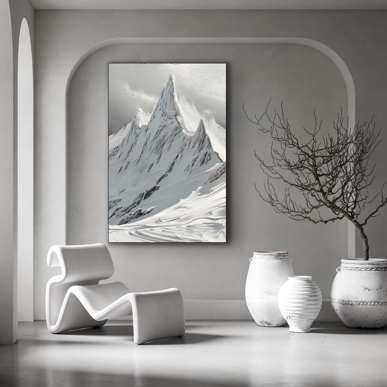Wall Art Vertical Monochrome Impasto - Neutralighting