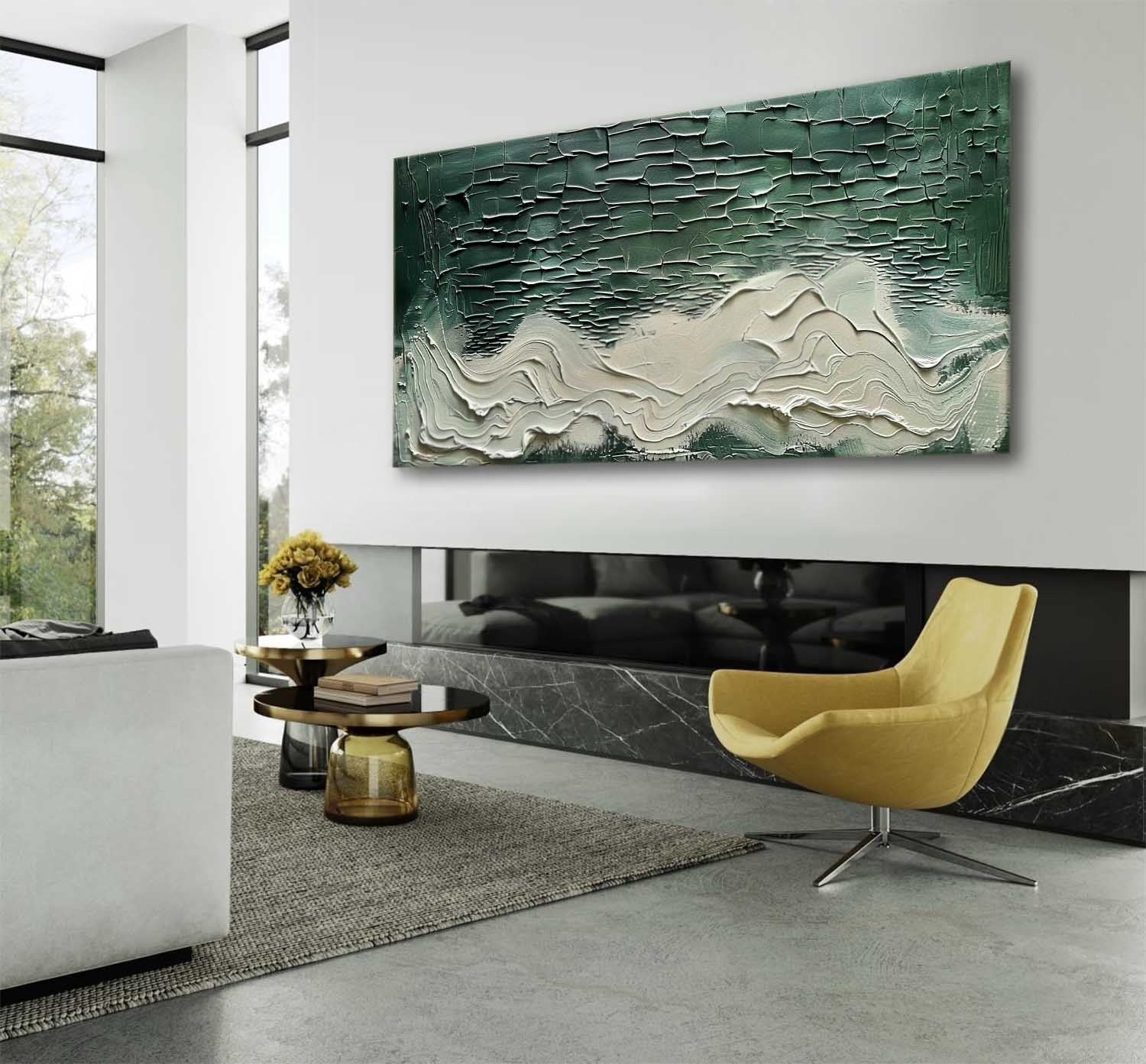 Wall Art Horizontal 3D Impasto Ocean Wave - Neutralighting