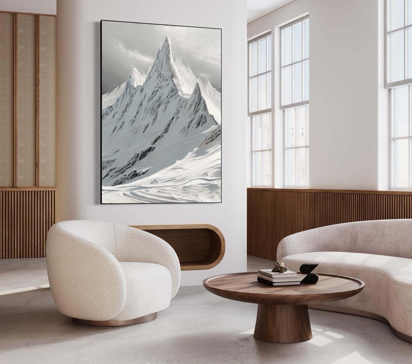 Wall Art Vertical Monochrome Impasto - Neutralighting