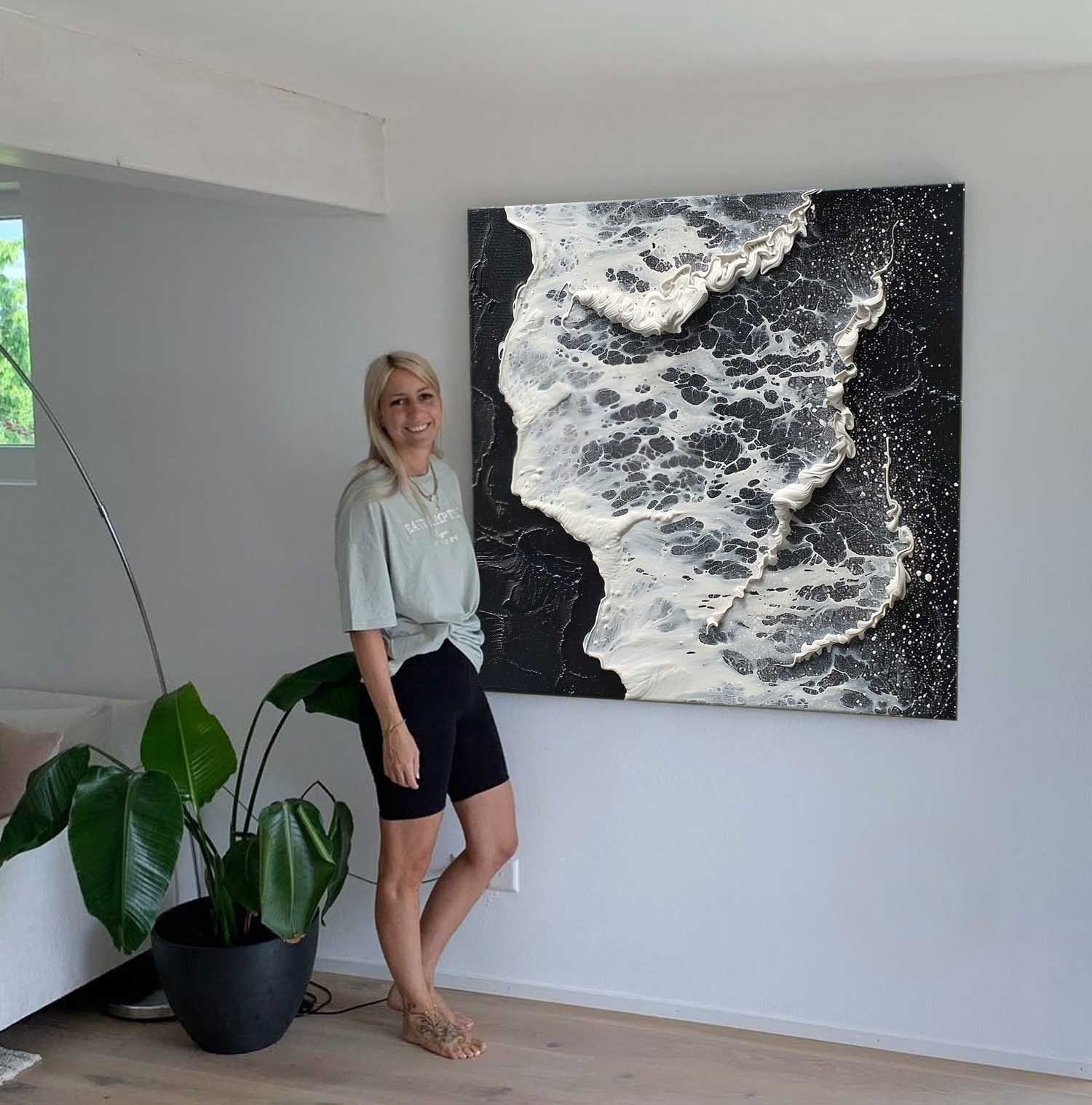 Wall Art Monochrome Ocean Foam - Neutralighting