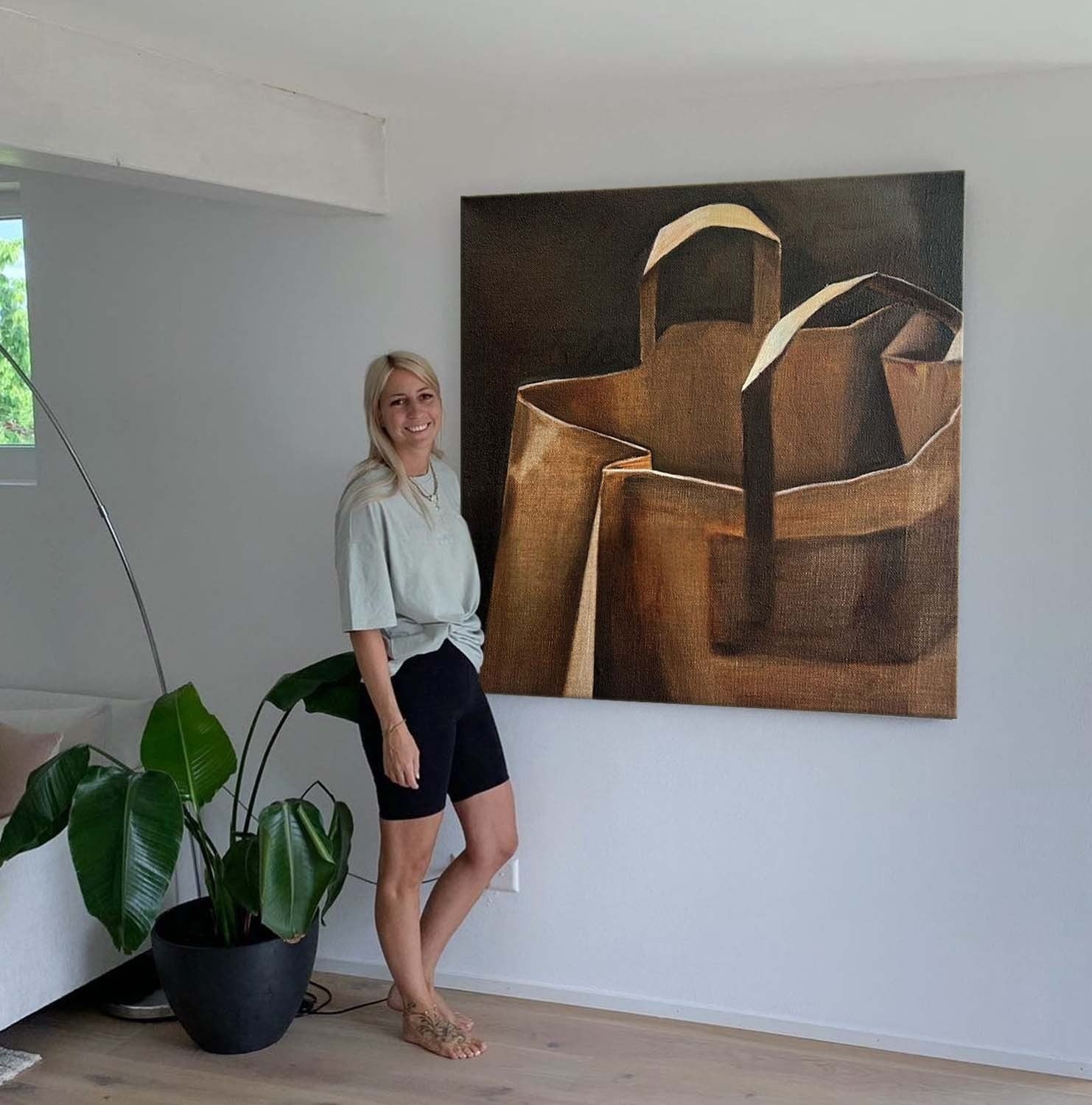 Wall Art Minimalist Textured Paper Bag - Neutralighting