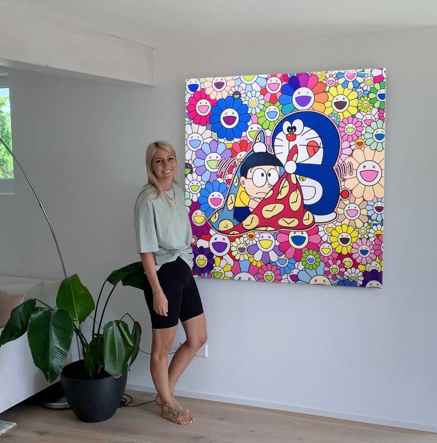Wall Art Square Pop Art Takashi Murakami Doraemon Inspired - Neutralighting