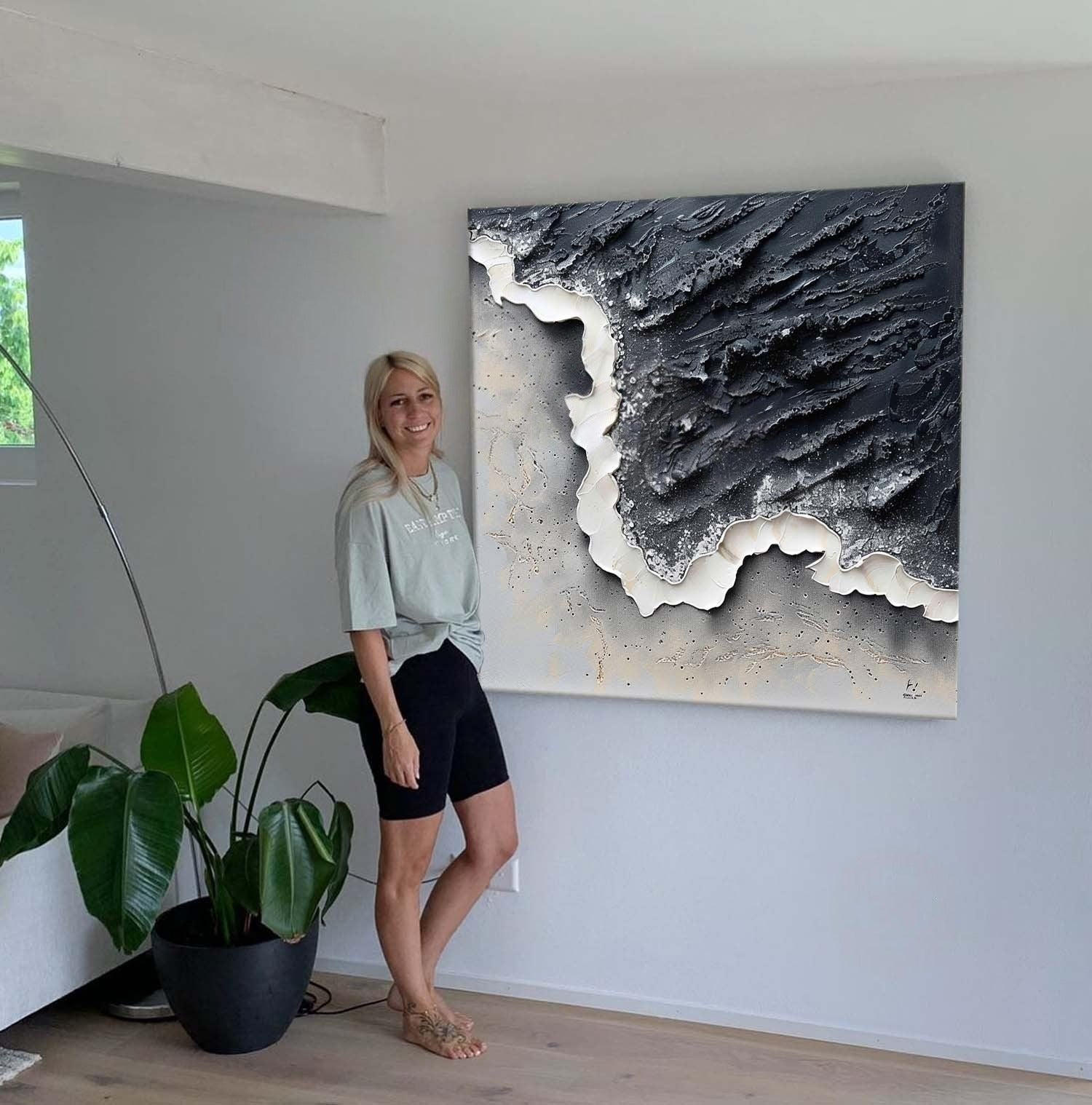 Wall Art Monochrome Coastal Wave - Neutralighting