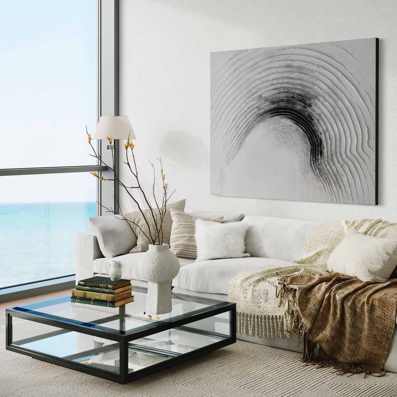 Wall Art Horizontal 3D Impasto Half-Circle - Neutralighting