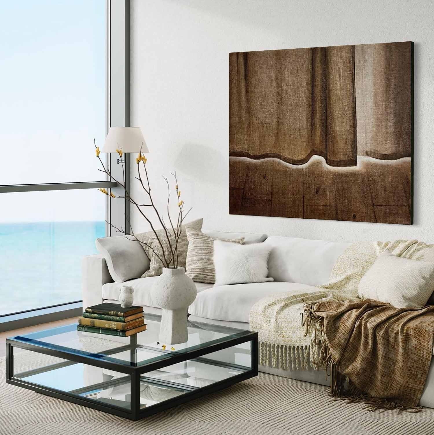 Wall Art Minimalist Textured Linen Curtain - Neutralighting