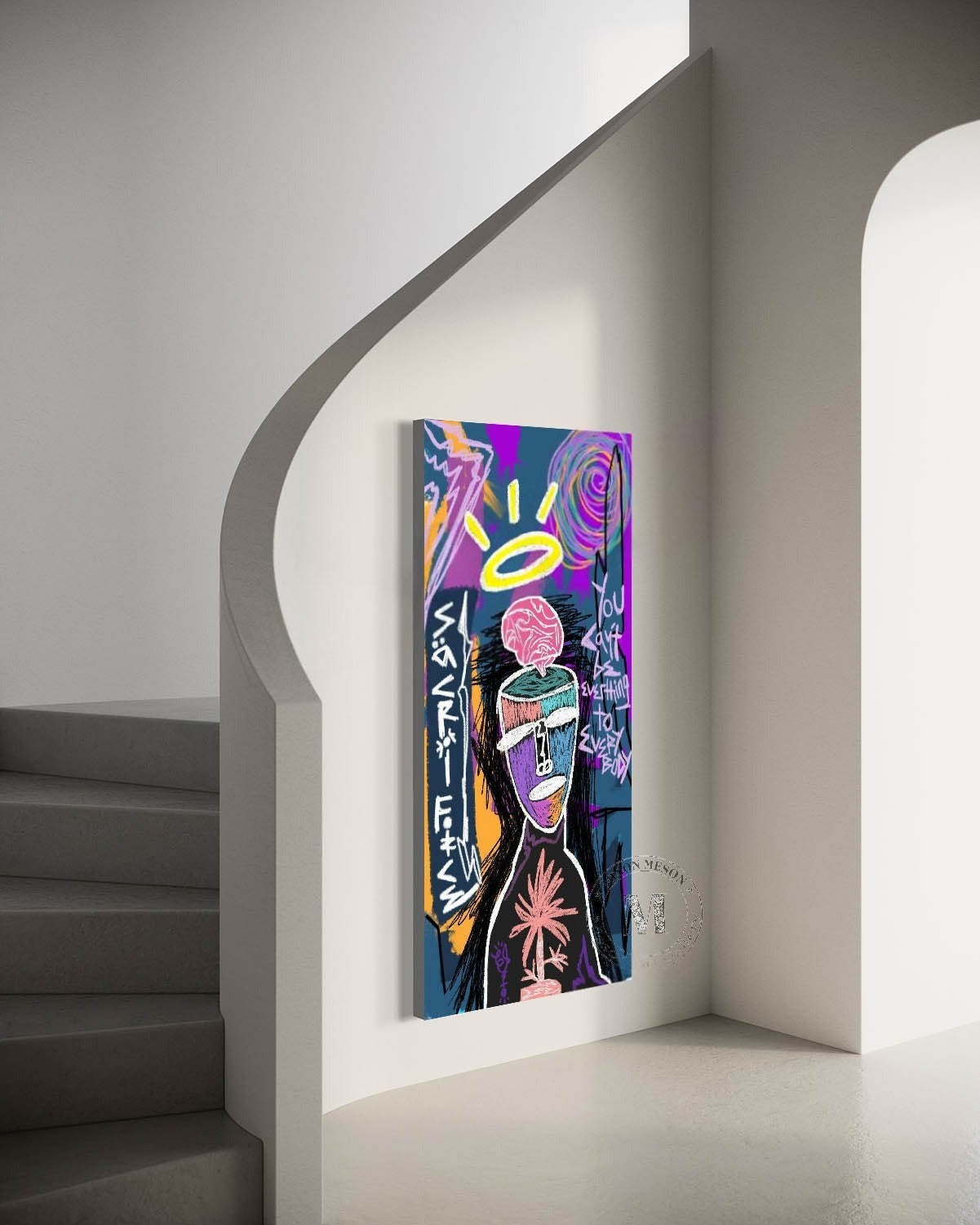 Wall Art Neo Expressionist Figure Brain Halo - Neutralighting