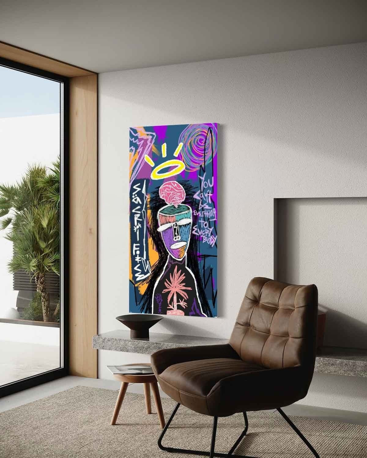 Wall Art Neo Expressionist Figure Brain Halo - Neutralighting