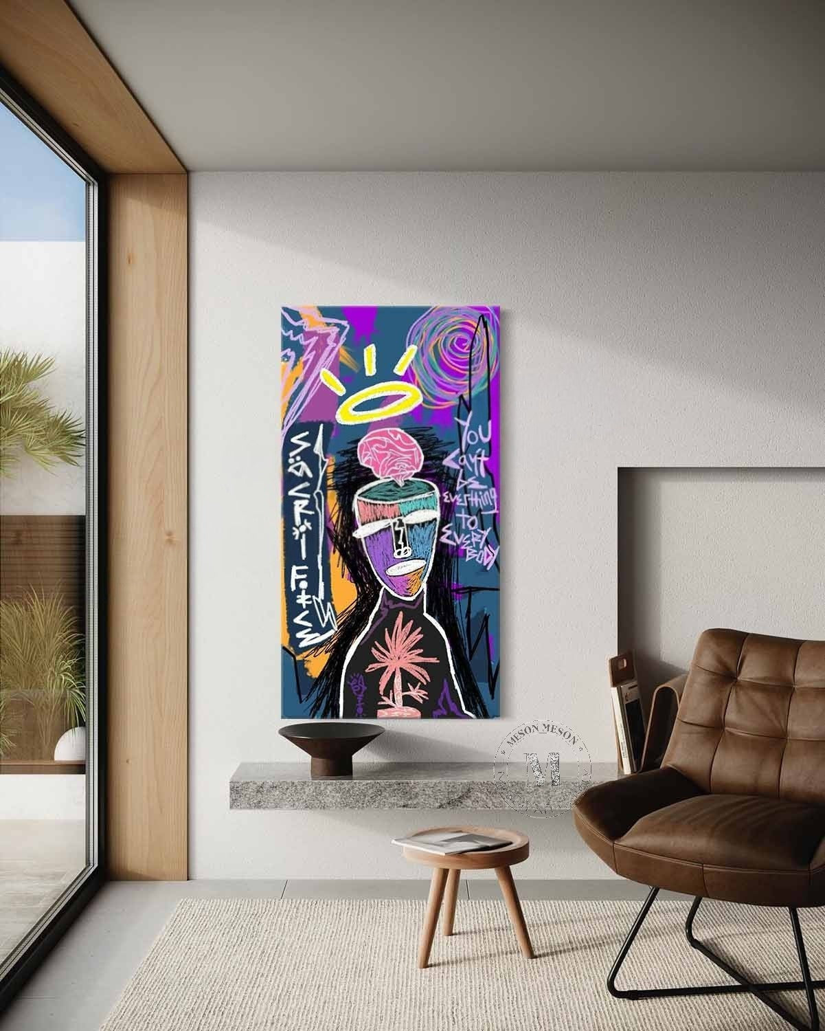 Wall Art Neo Expressionist Figure Brain Halo - Neutralighting