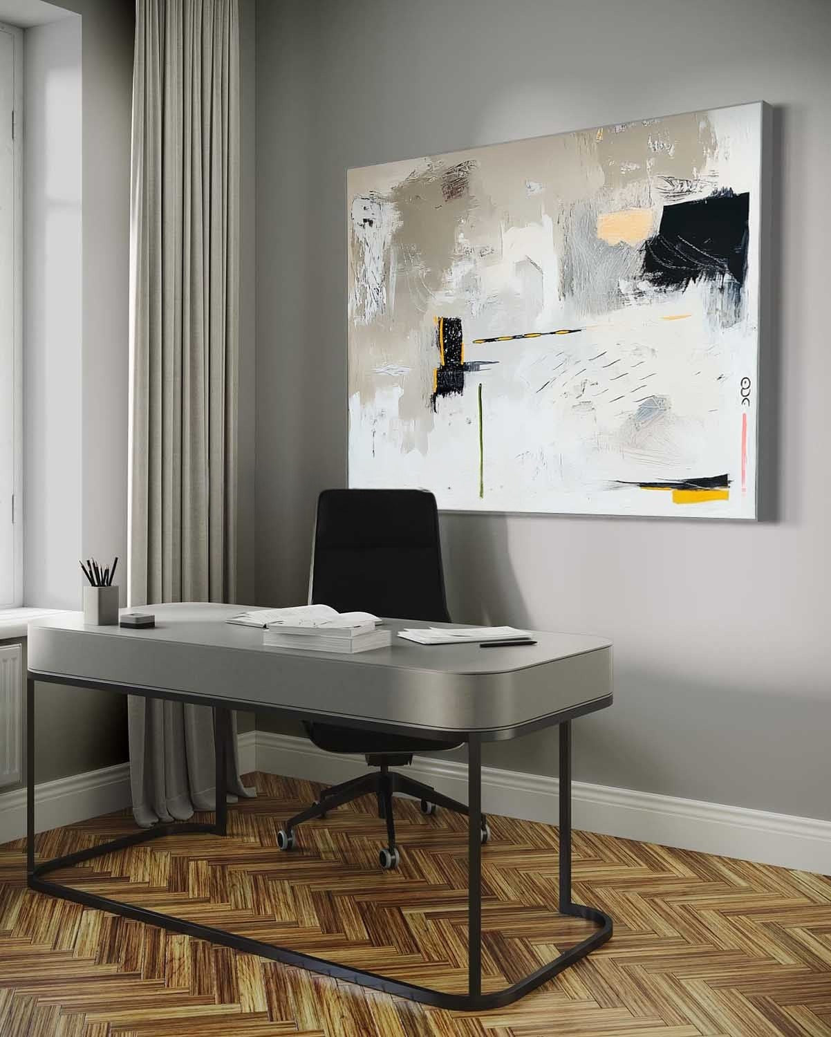 Wall Art Modern Geometric Abstract Black Yellow - Neutralighting