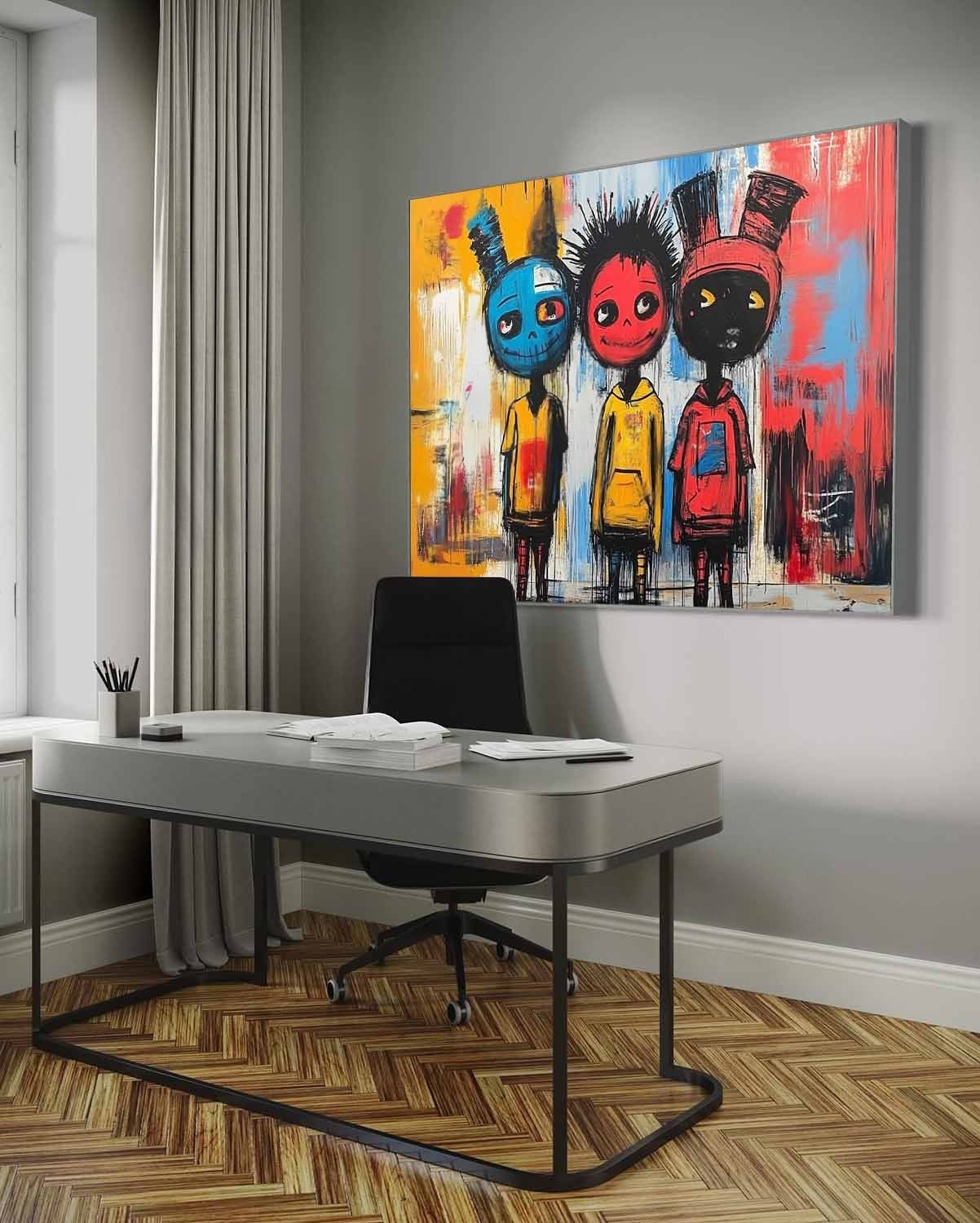 Wall Art Neo Expressionist Trio Skull - Neutralighting