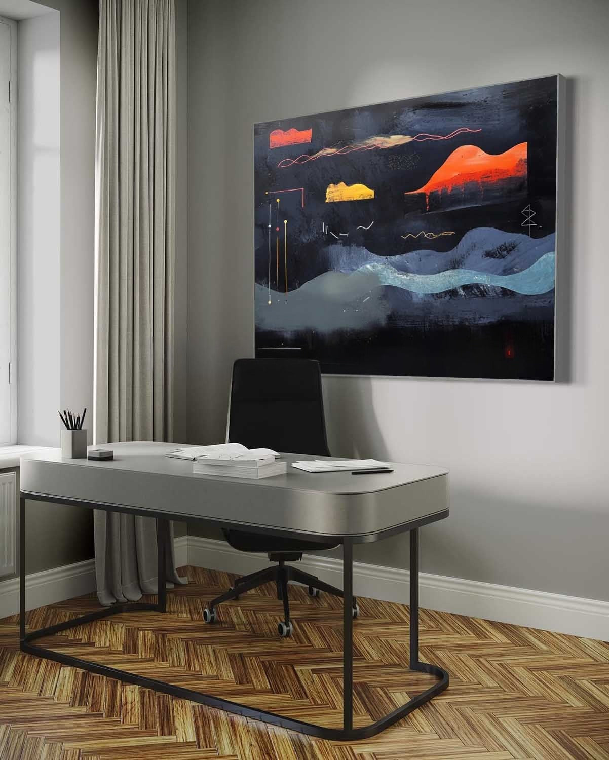 Wall Art Dramatic Textured Layered Dark - Neutralighting