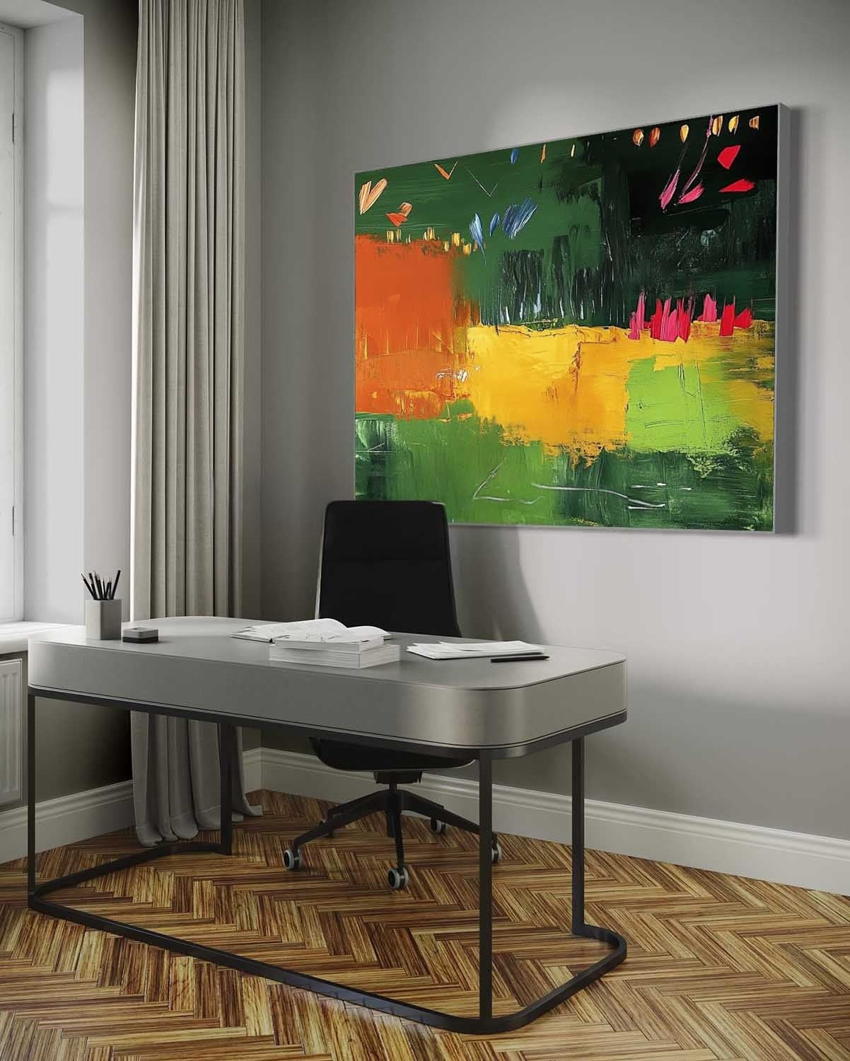 Wall Art Energetic Textured Bold Green - Neutralighting