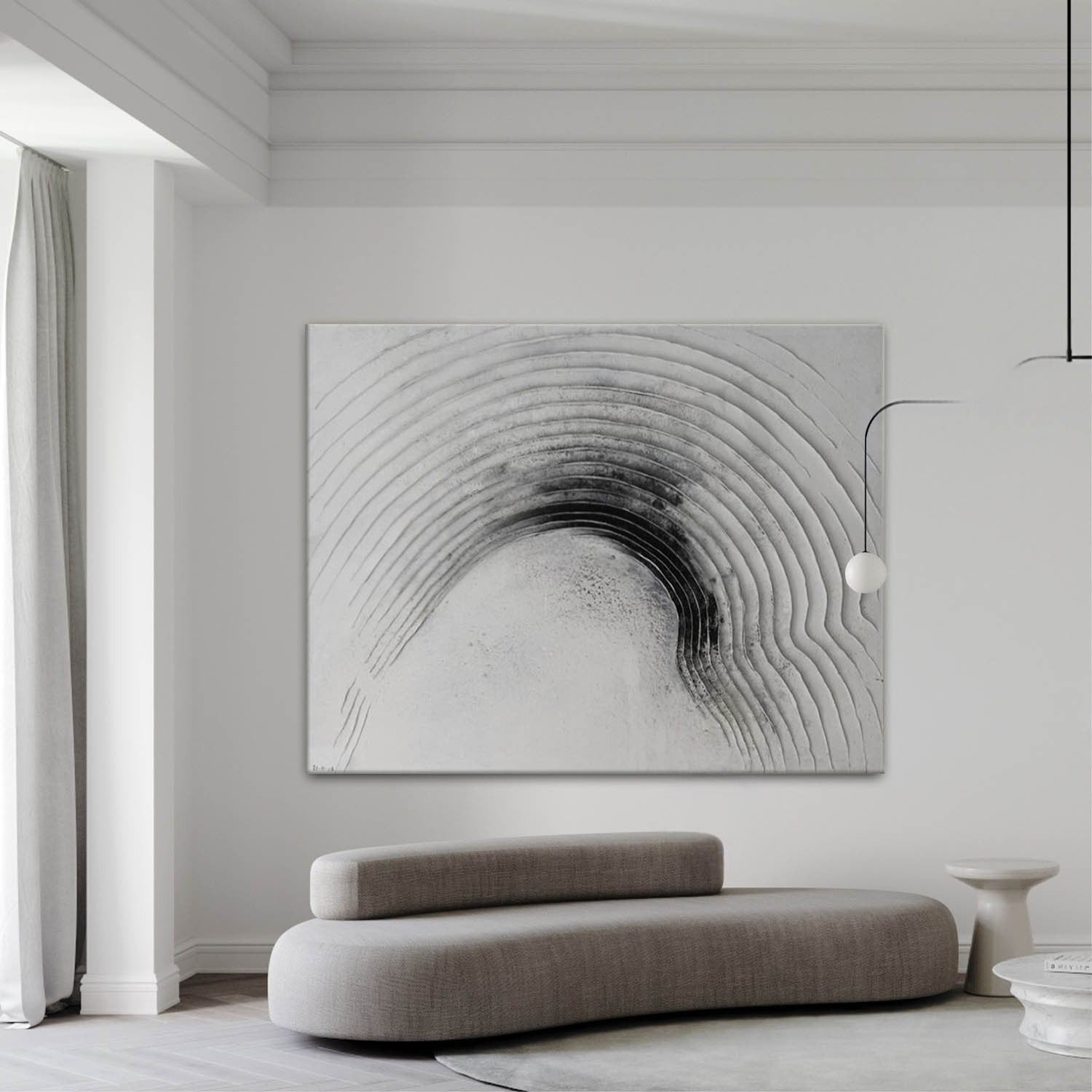Wall Art Horizontal 3D Impasto Half-Circle - Neutralighting