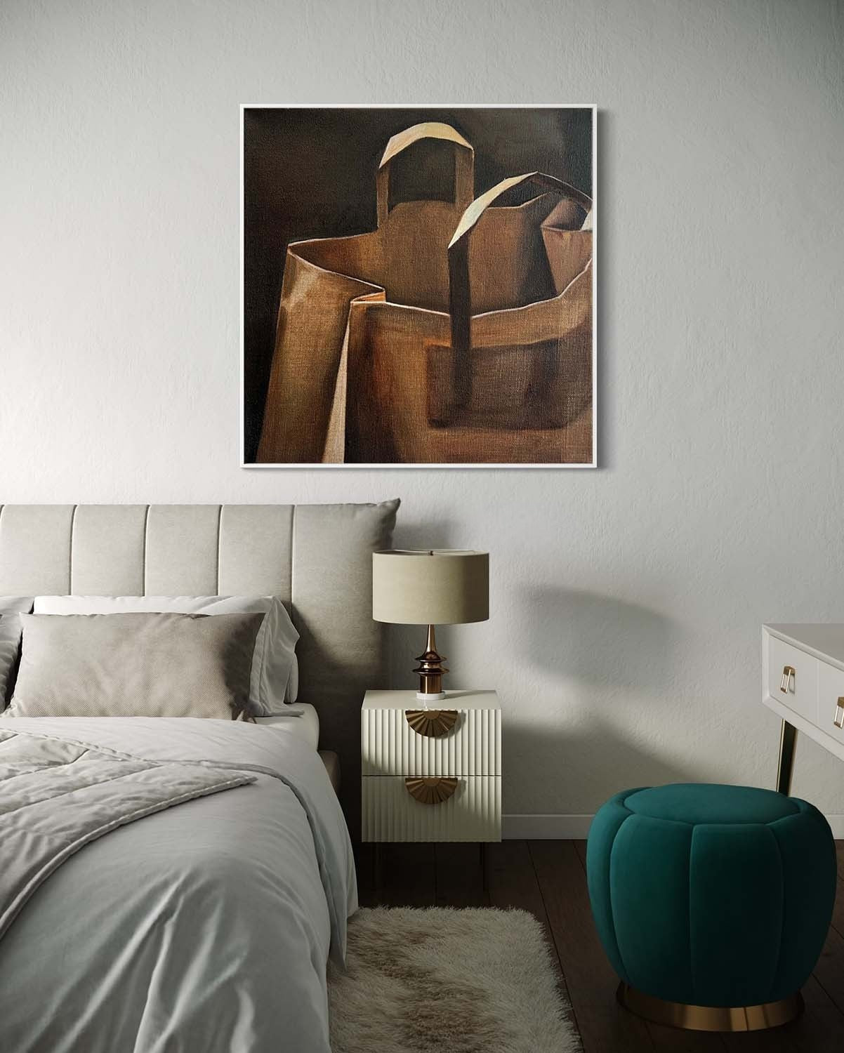 Wall Art Minimalist Textured Paper Bag - Neutralighting