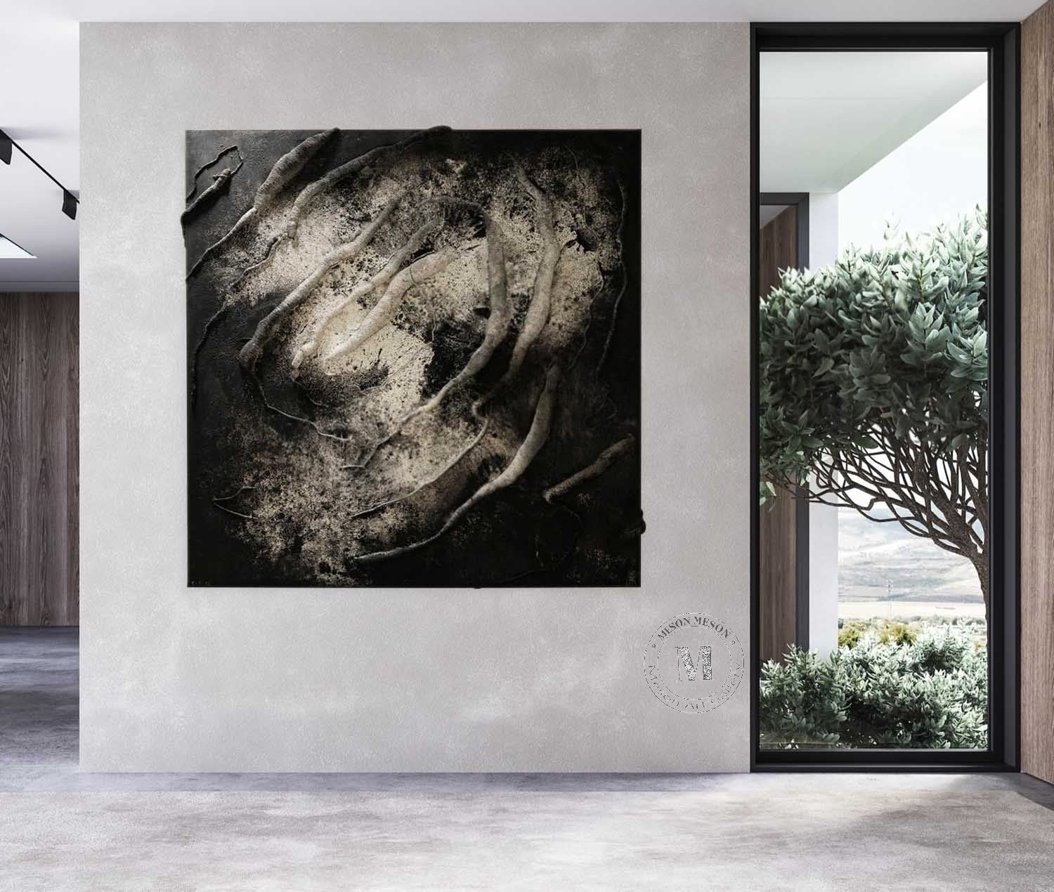 Wall Art Monochrome Swirl Relief - Neutralighting