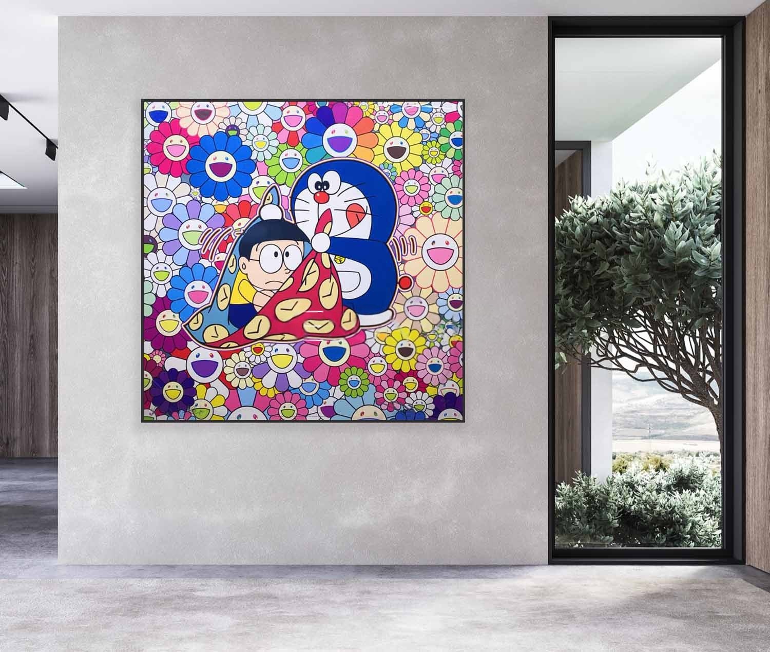 Wall Art Square Pop Art Takashi Murakami Doraemon Inspired - Neutralighting