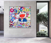 Wall Art Playful Textured Doraemon - Neutralighting