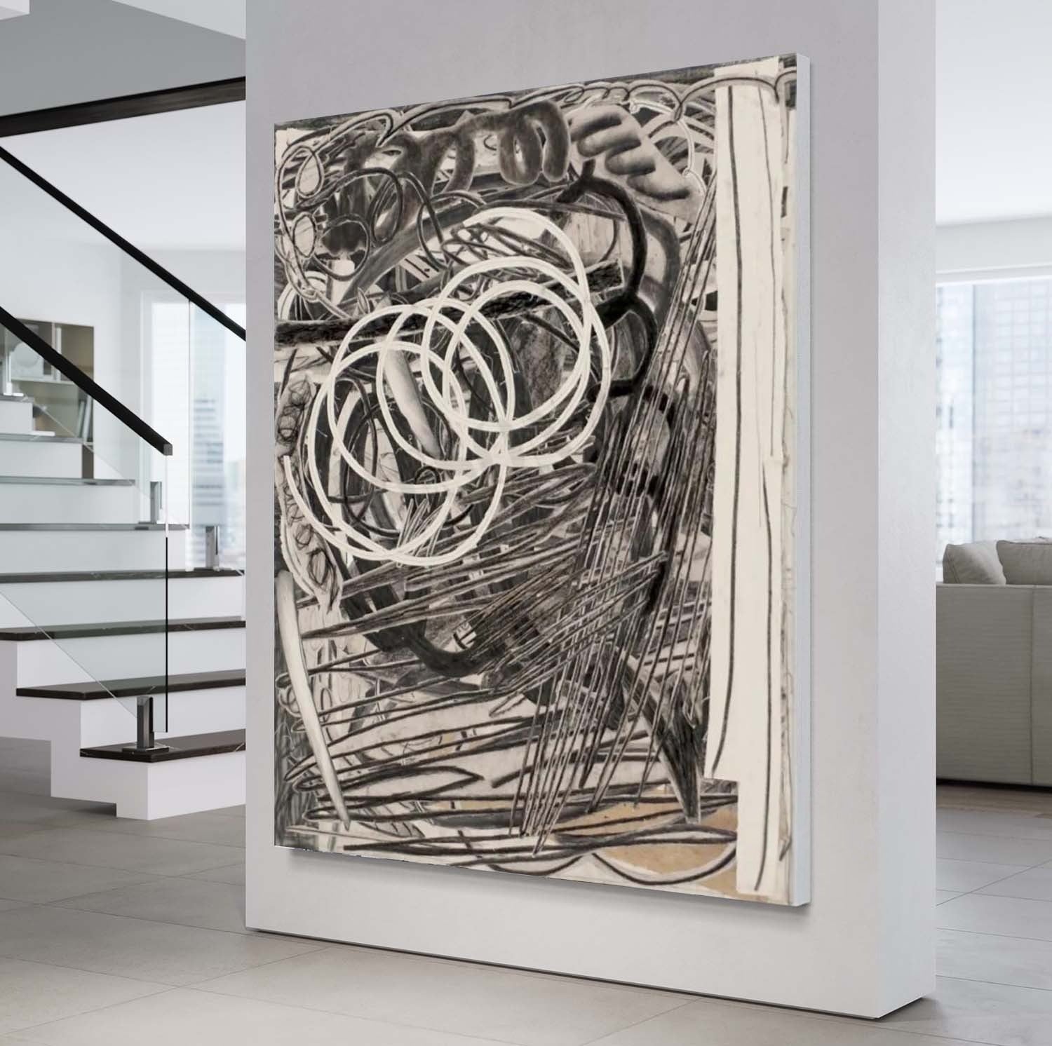 Wall Art Vertical Expressionist Painting - Neutralighting