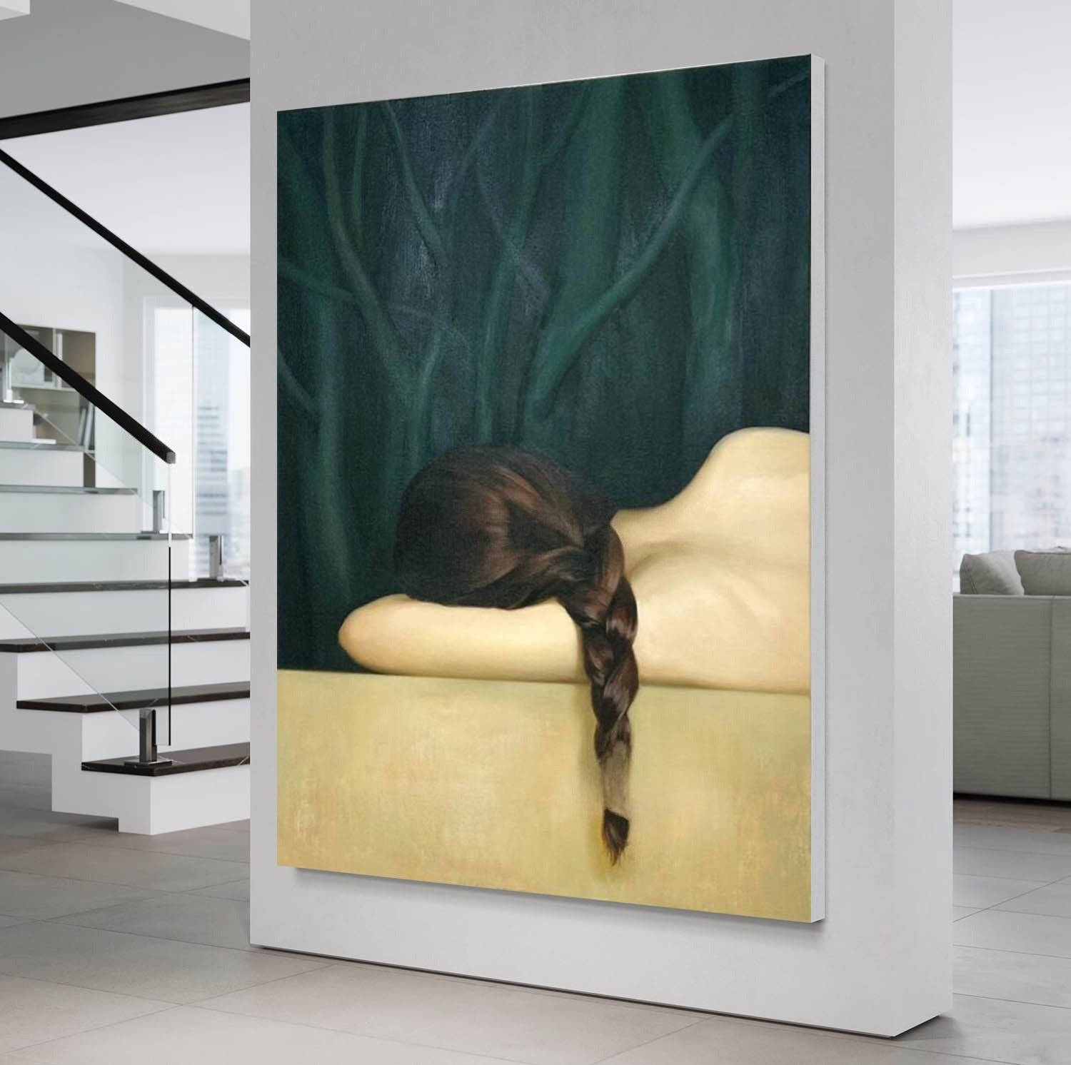 Wall Art Dreamy Hyperrealism Figure Braid - Neutralighting