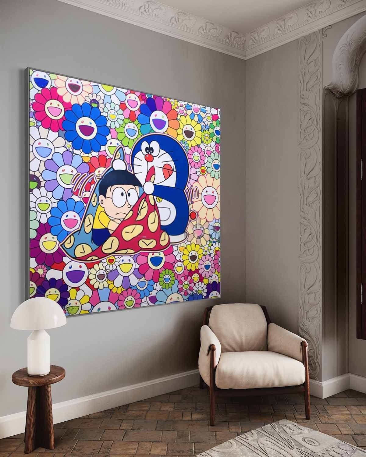 Wall Art Square Pop Art Takashi Murakami Doraemon Inspired - Neutralighting