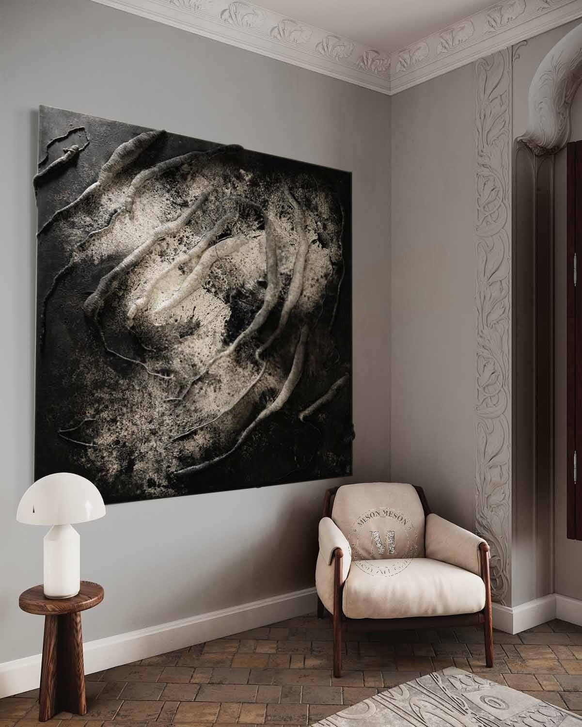 Wall Art Monochrome Swirl Relief - Neutralighting