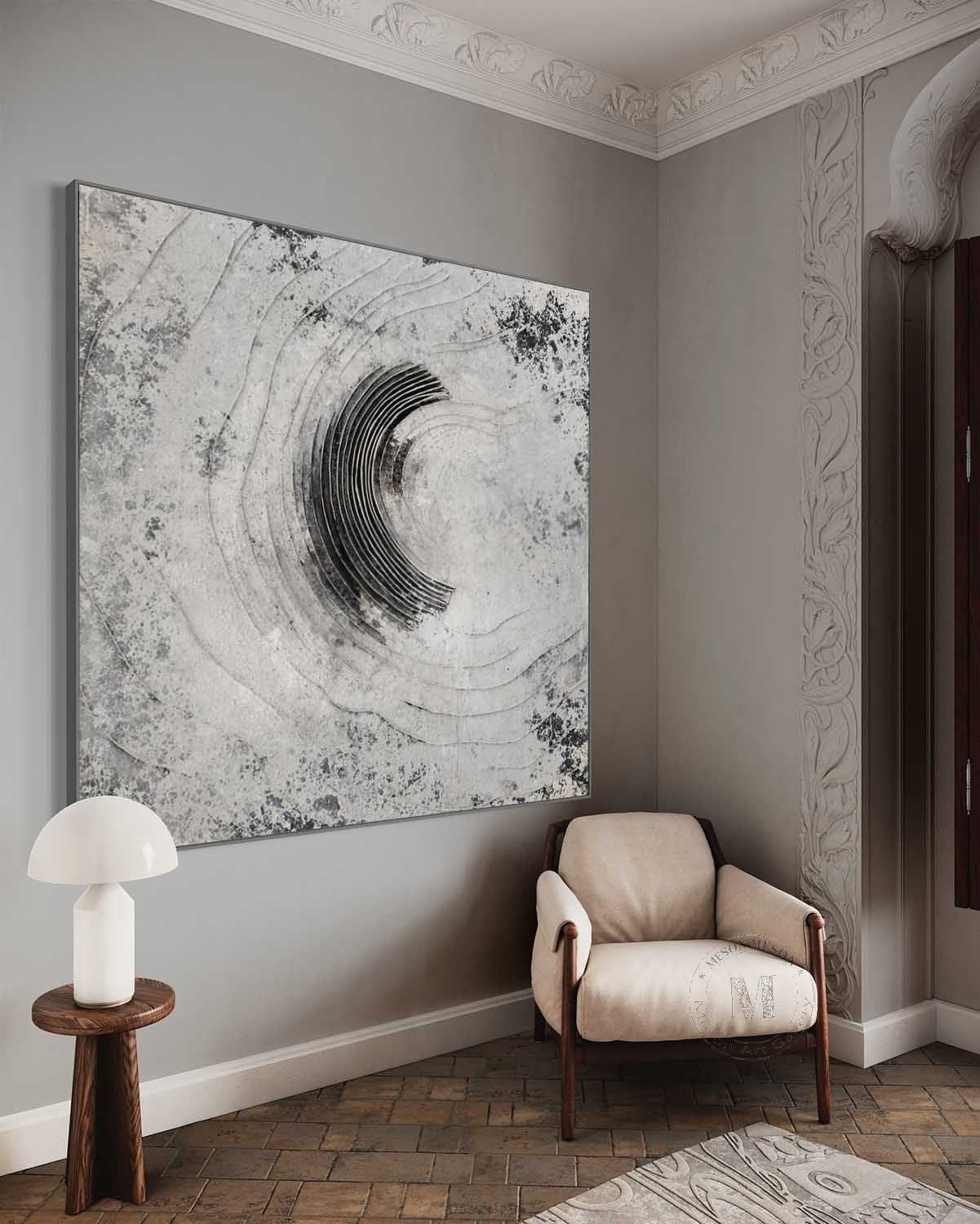 Wall Art 3D Concentric Circle Painting - Neutralighting