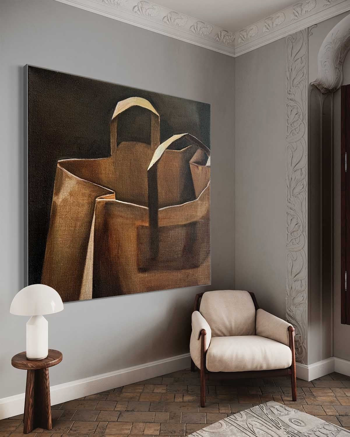 Wall Art Minimalist Textured Paper Bag - Neutralighting