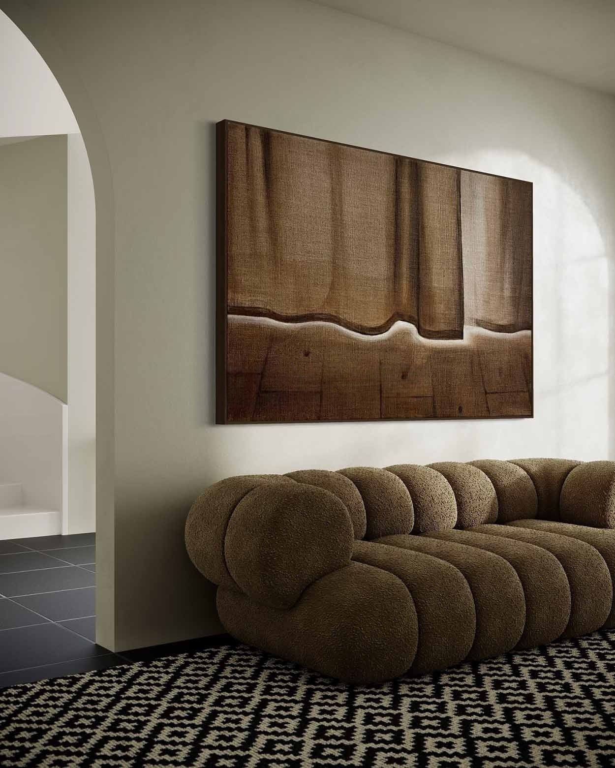 Wall Art Minimalist Textured Linen Curtain - Neutralighting