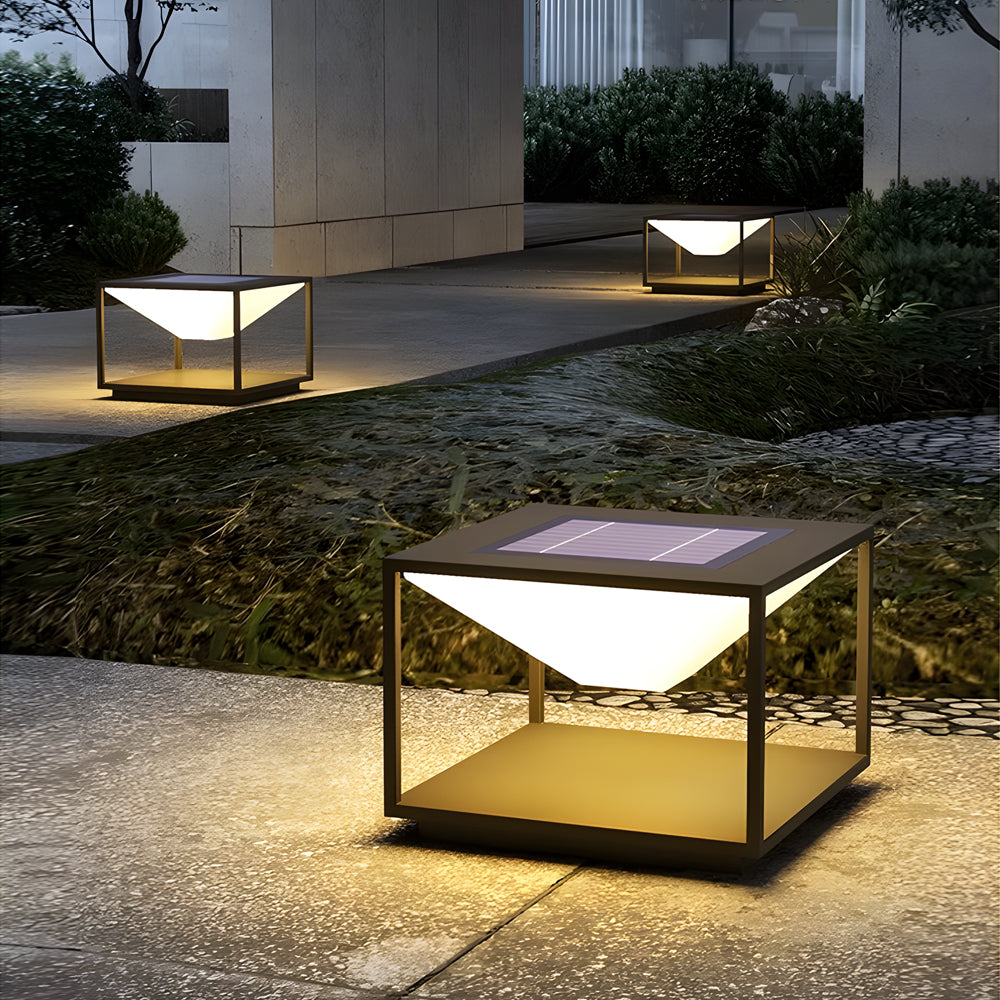 Ezran Square Stainless Steel Outdoor Pillar Light